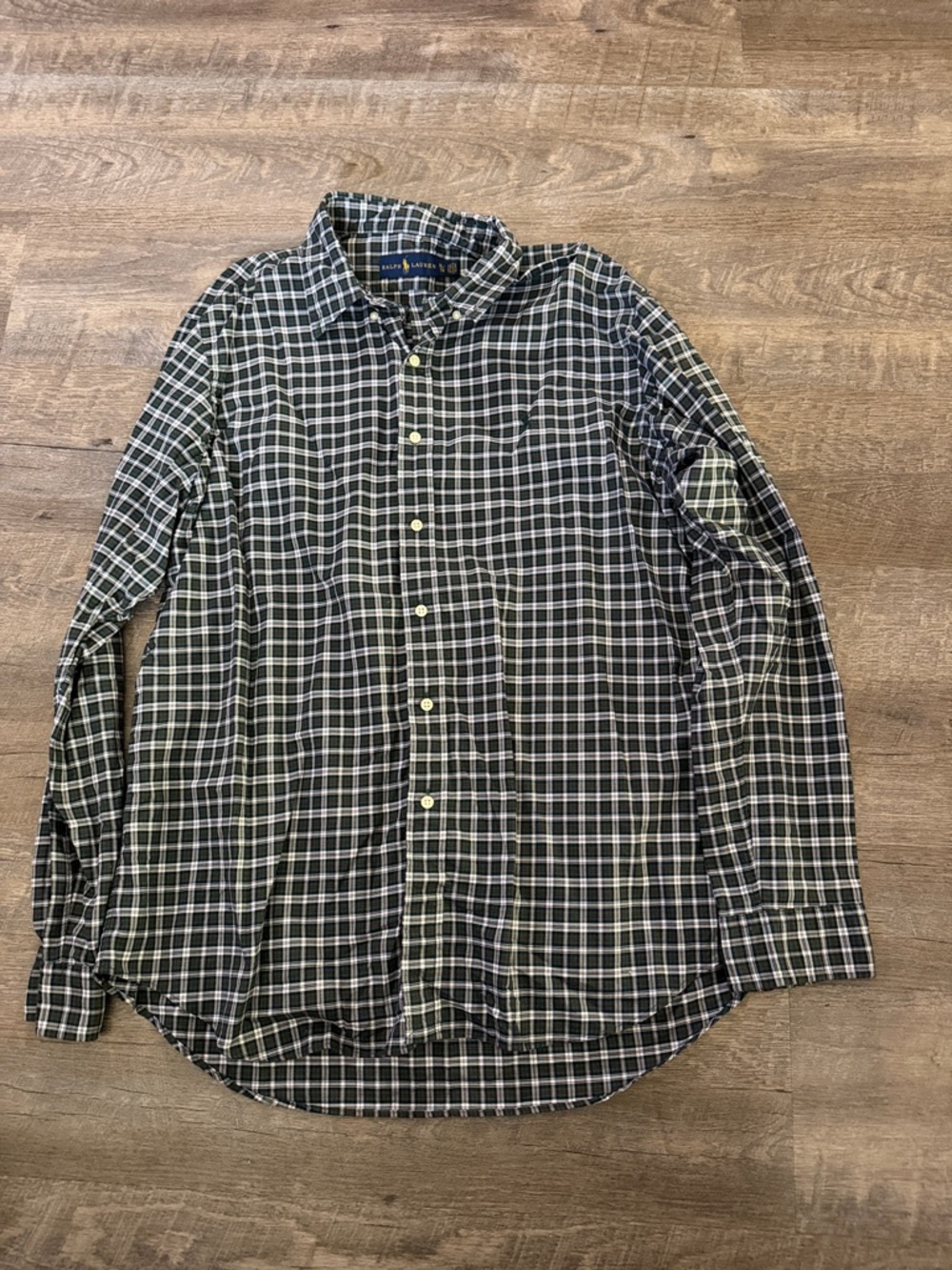 Ralph Lauren Black and White Plaid Button-Down Shirt